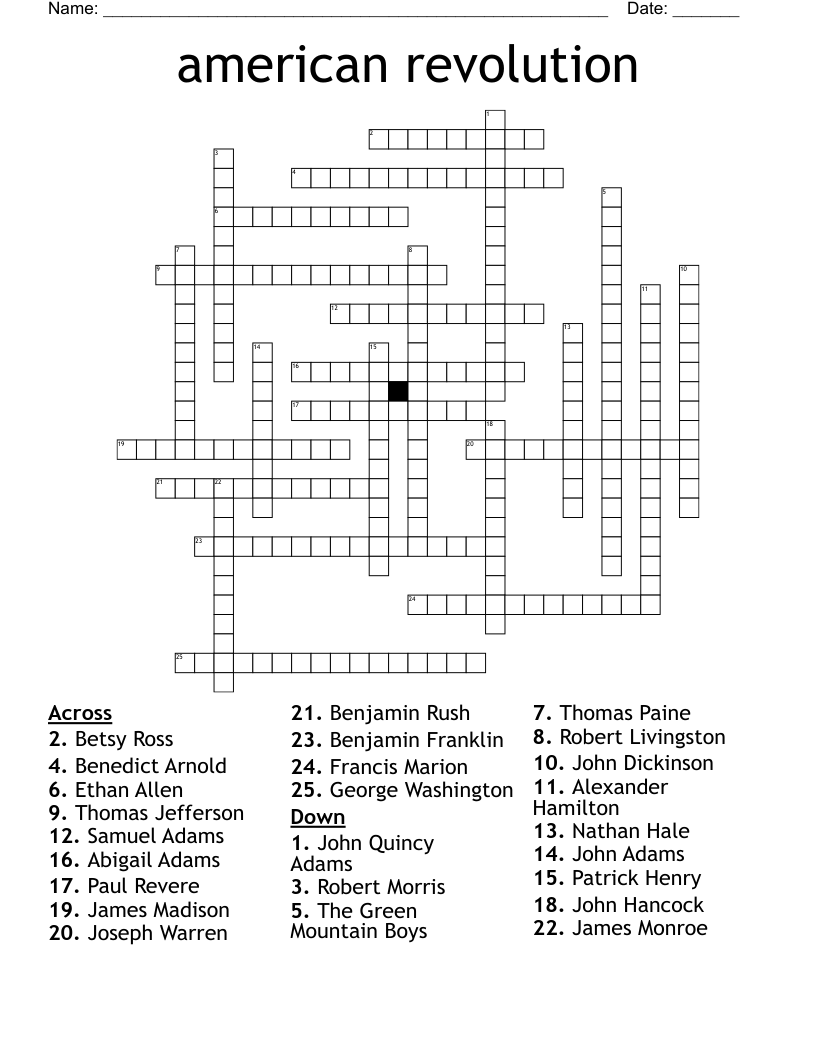 american revolution Crossword