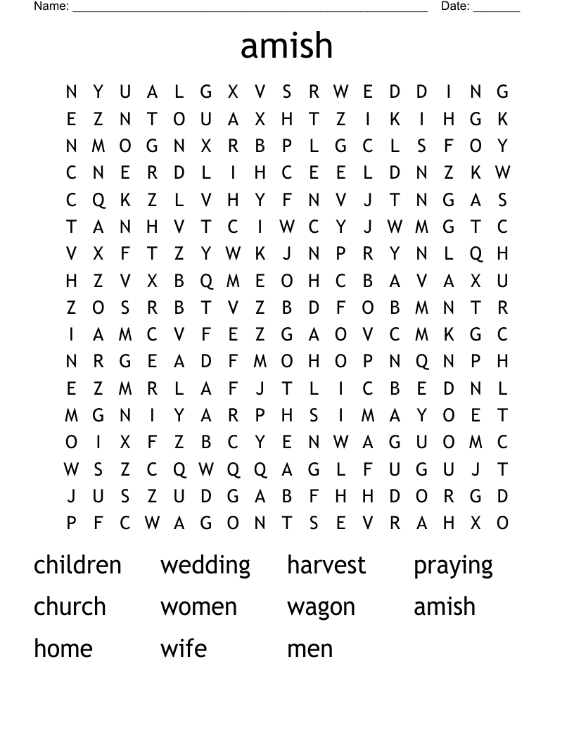 amish Word Search