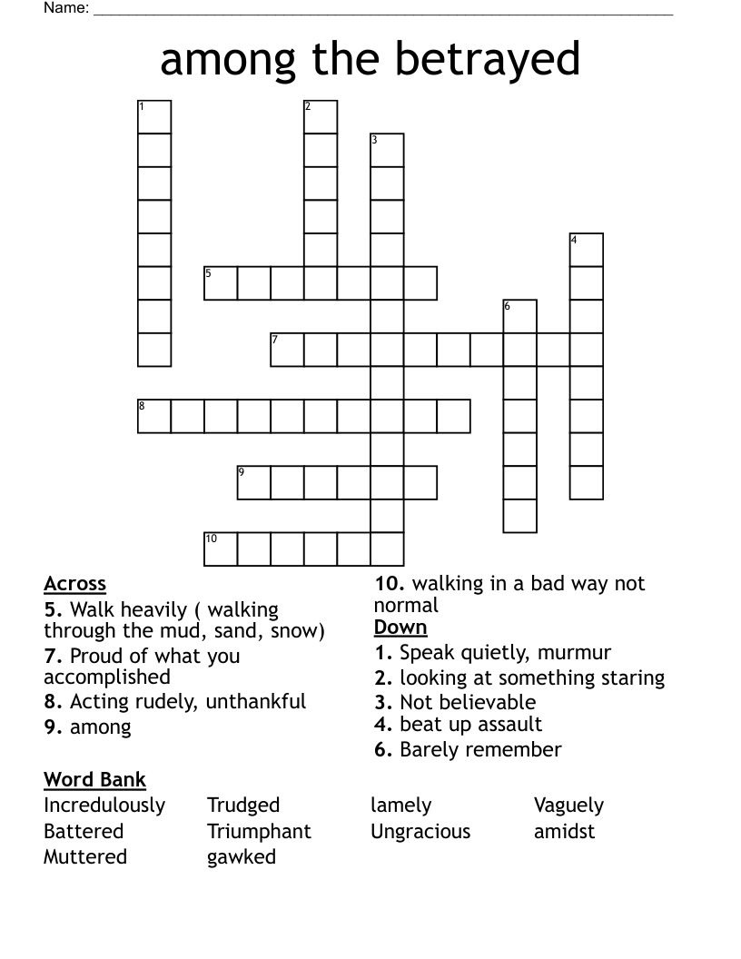 among the betrayed  Crossword