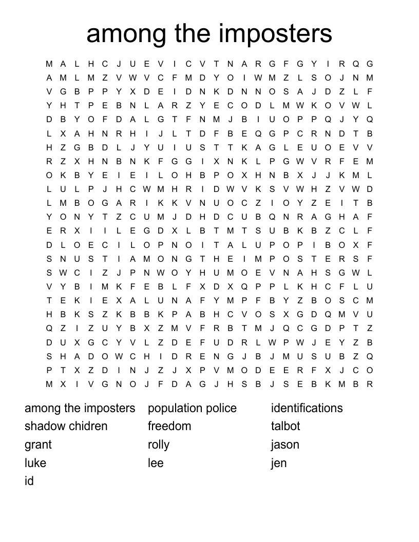 among the imposters Word Search