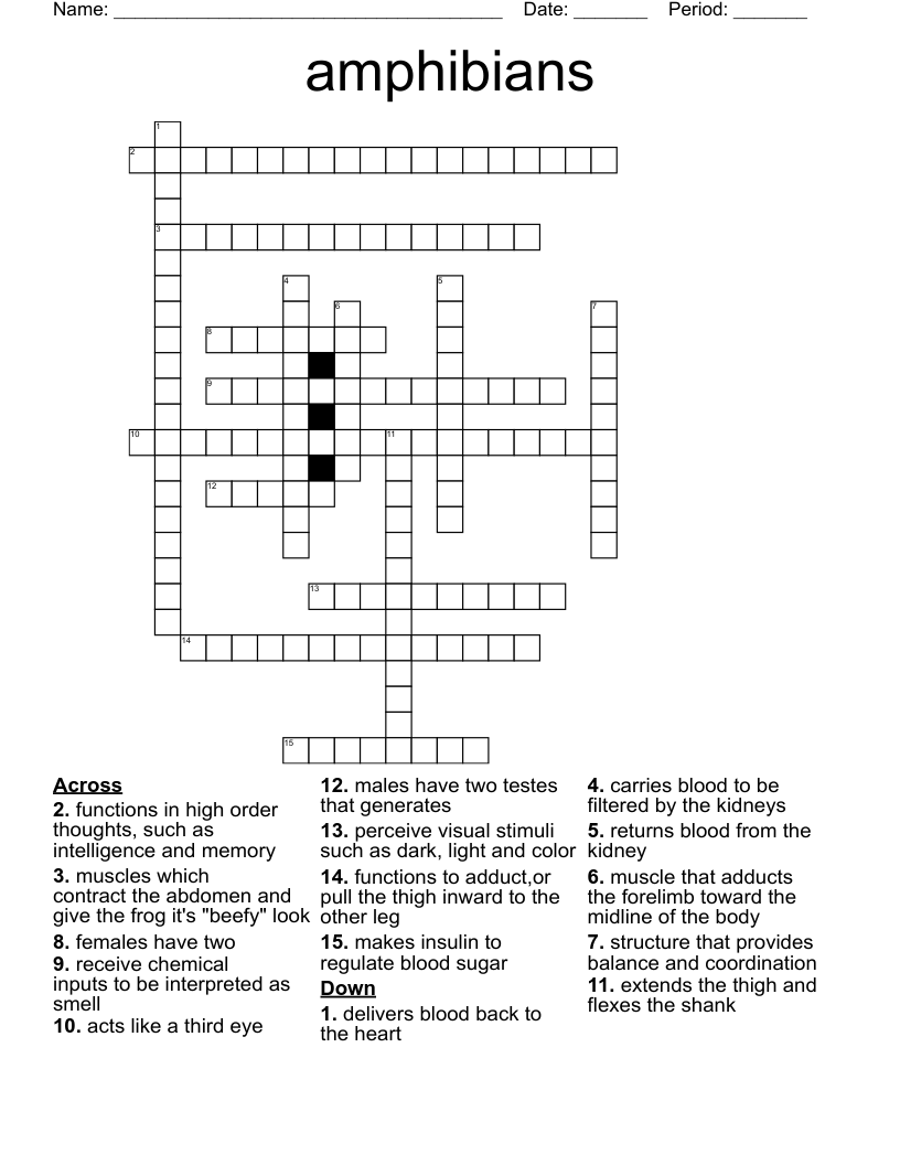 amphibians Crossword