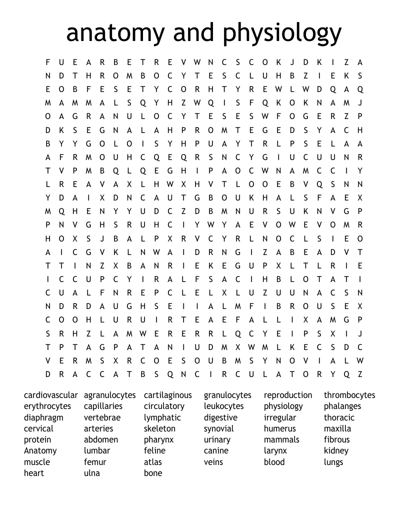 anatomy and physiology Word Search