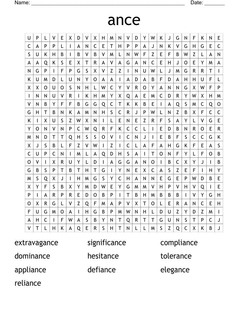 ance Word Search