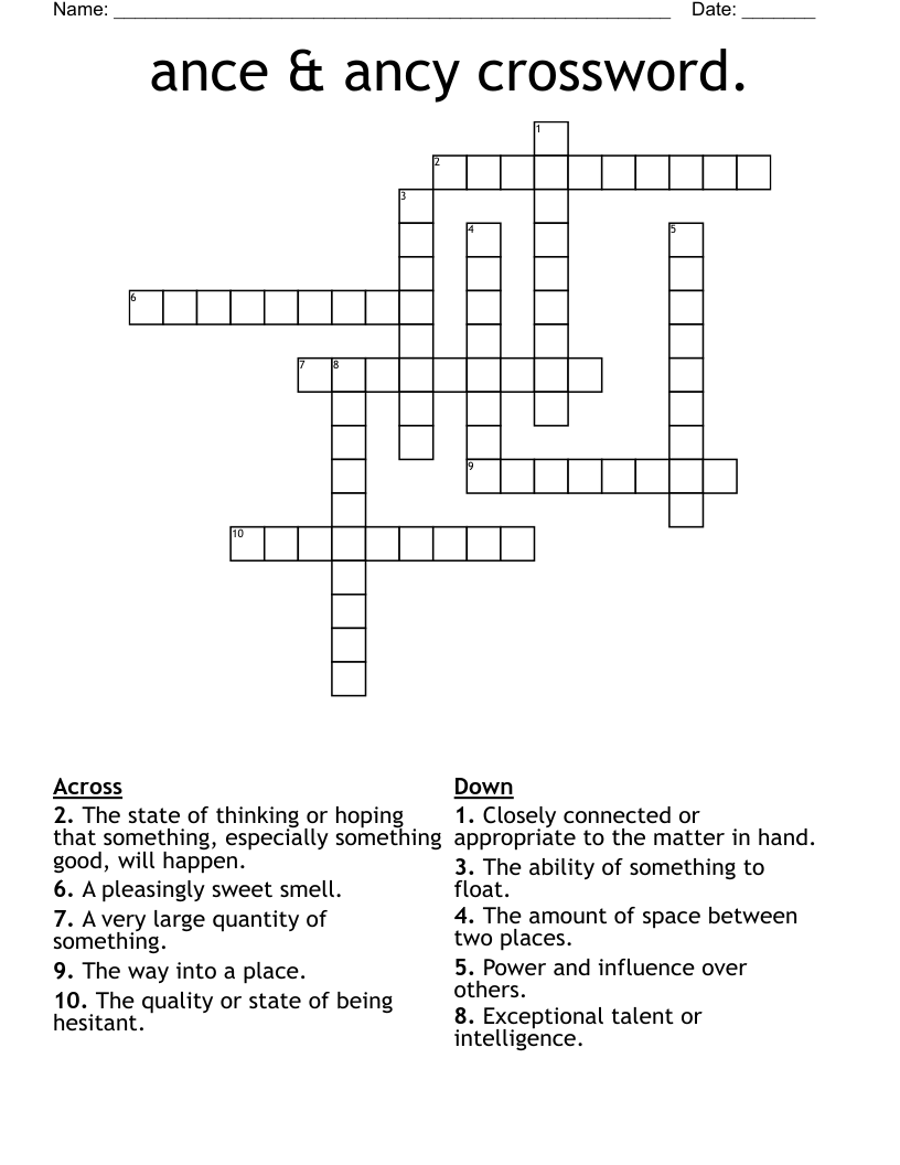ance & ancy crossword.