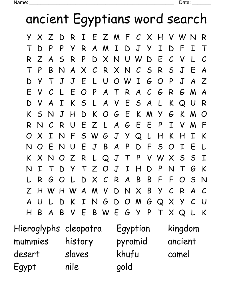 ancient Egyptians word search 