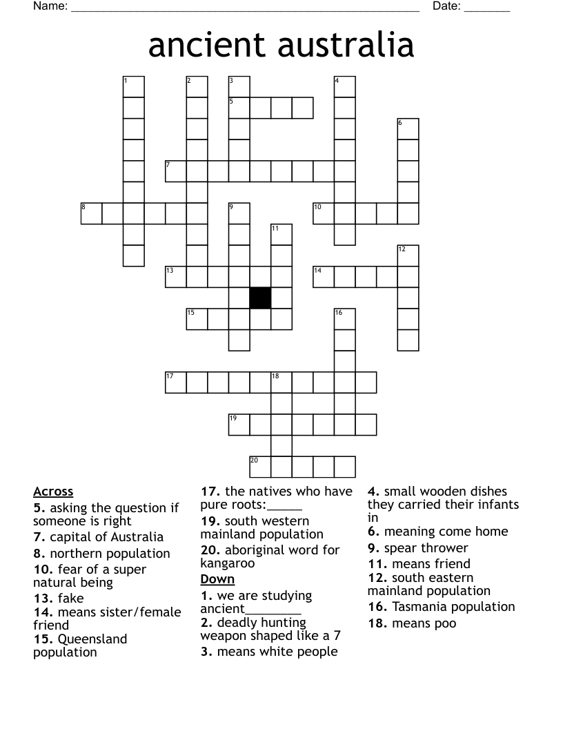 ancient australia  Crossword