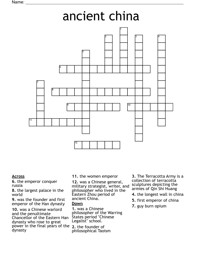 ancient china Crossword