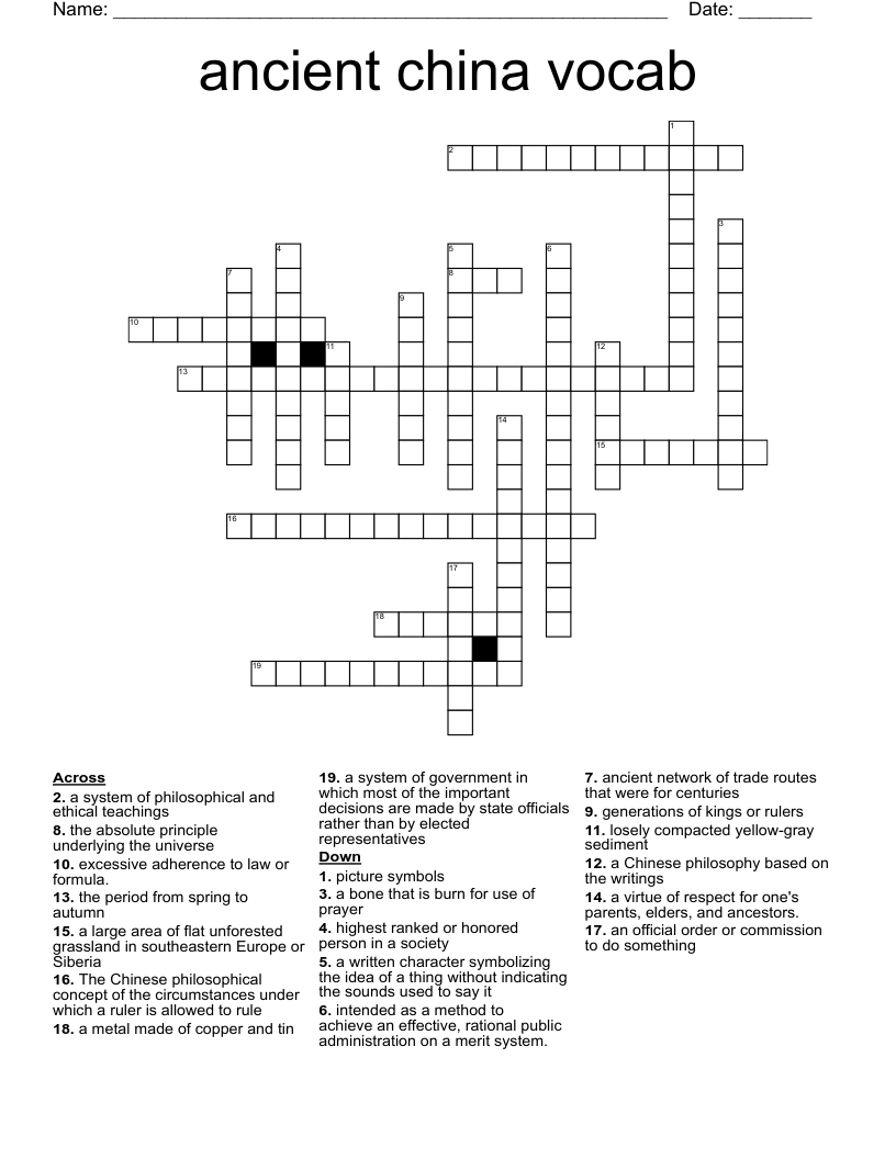 ancient china vocab Crossword