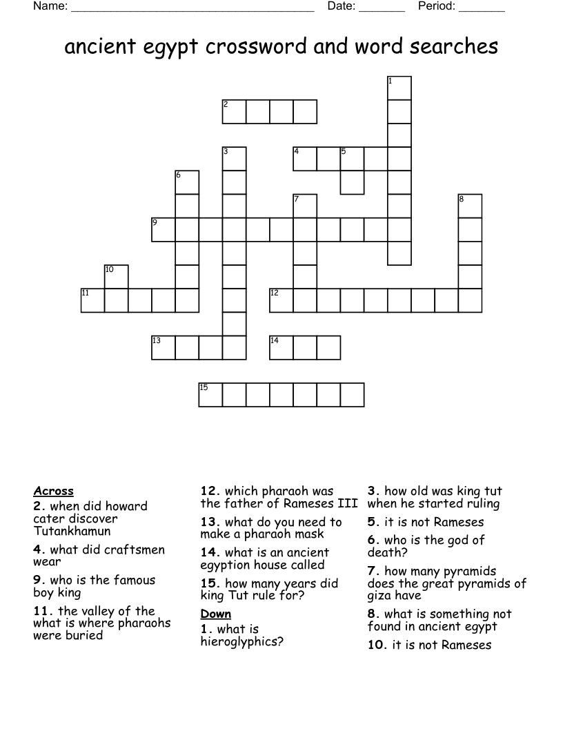 ancient egypt crossword and word searches  