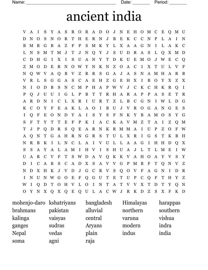 ancient india  Word Search