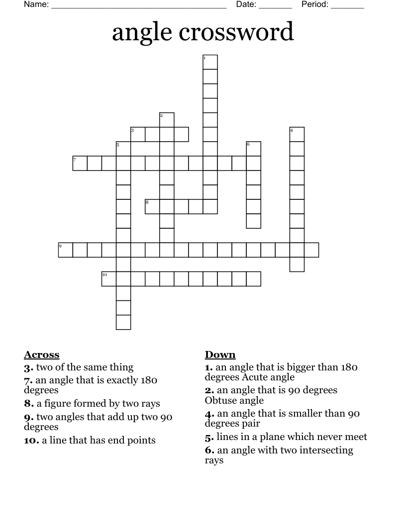 angle  crossword 