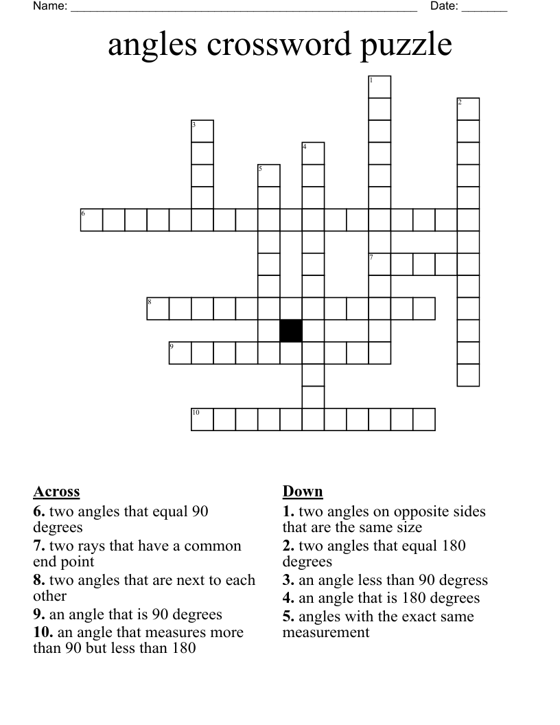 angles crossword puzzle