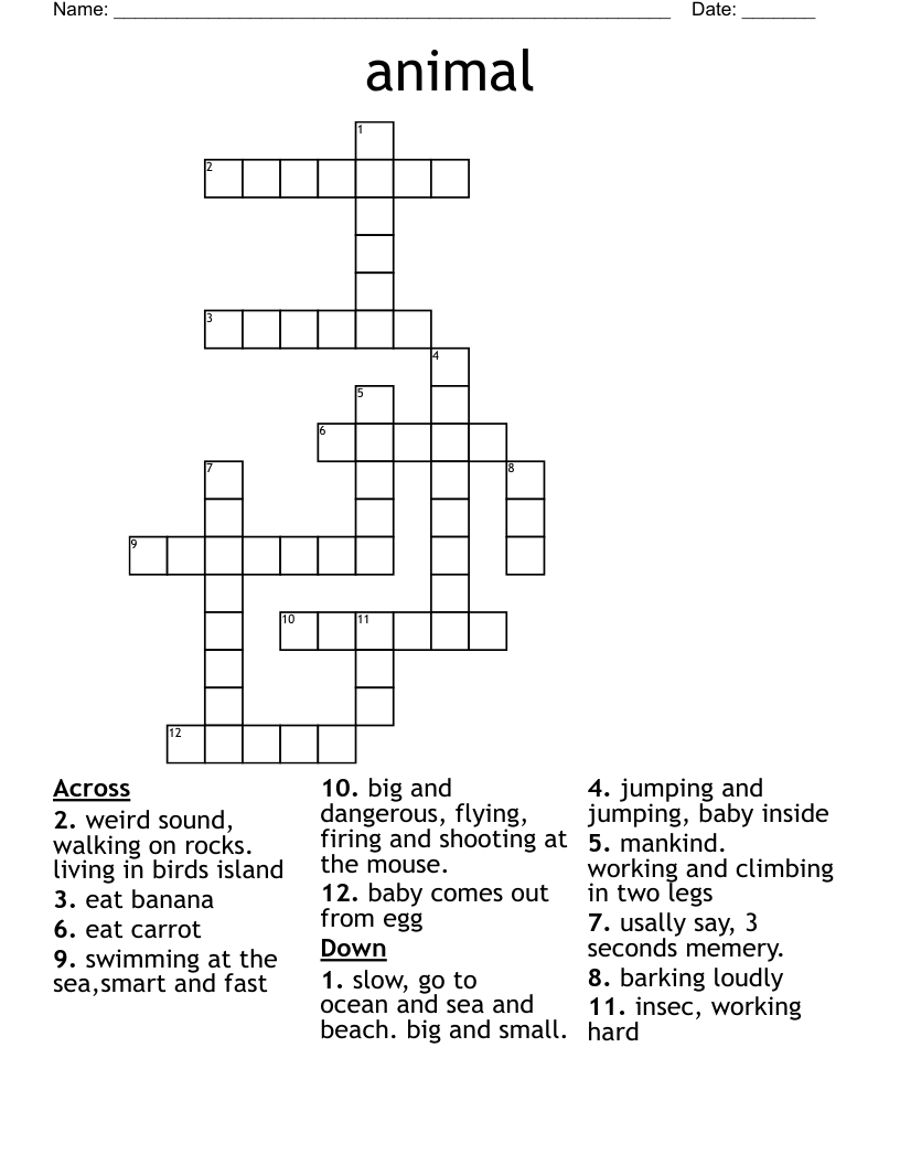 animal Crossword