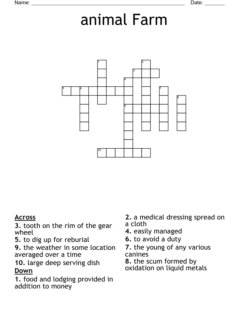 animal Farm Crossword