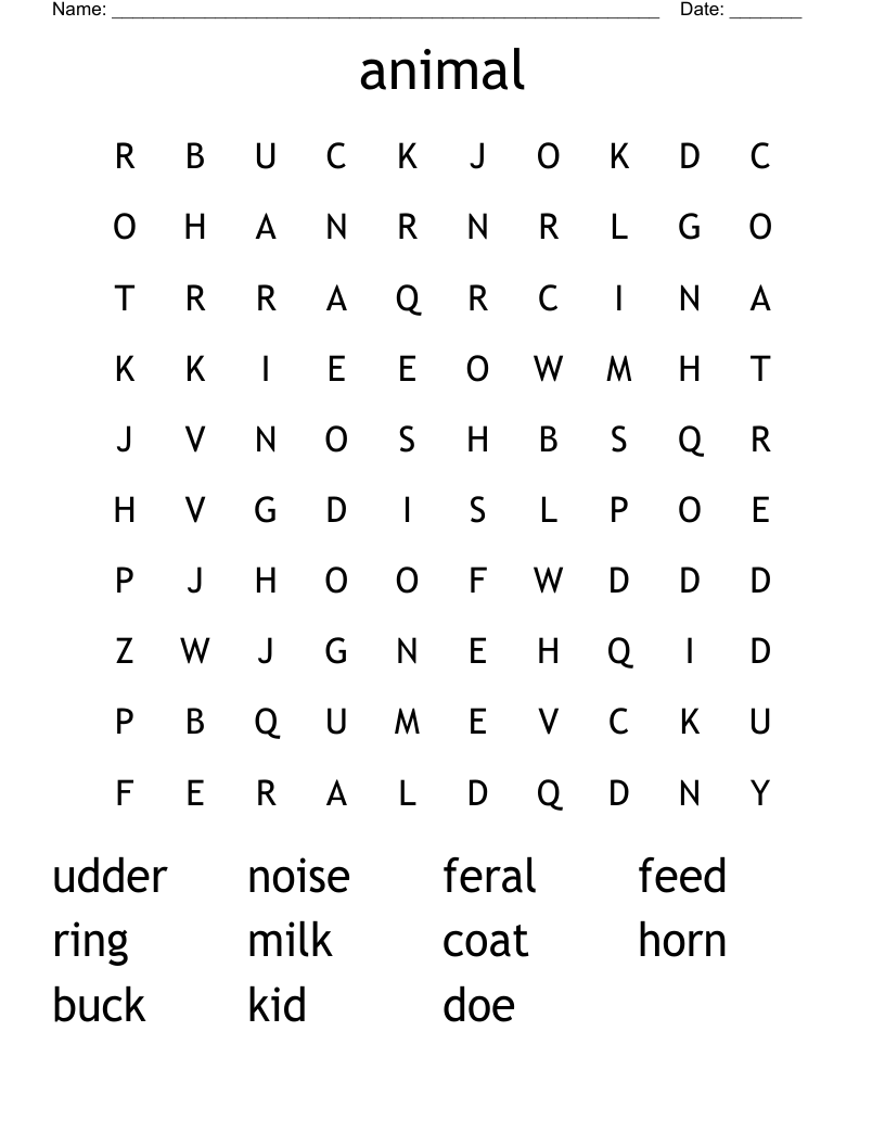 animal  Word Search
