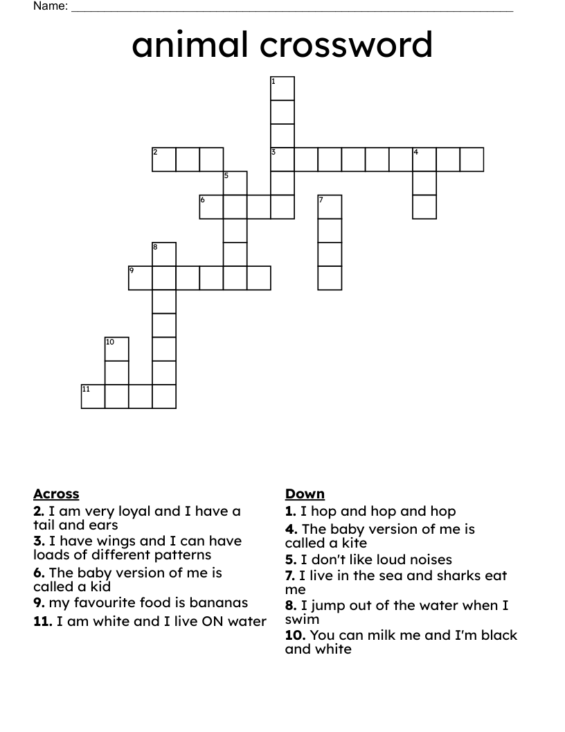 animal crossword
