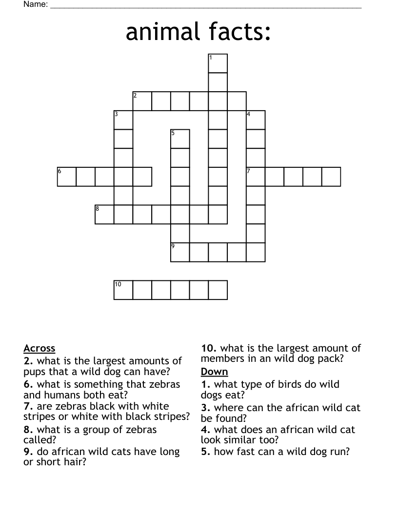 animal facts: Crossword
