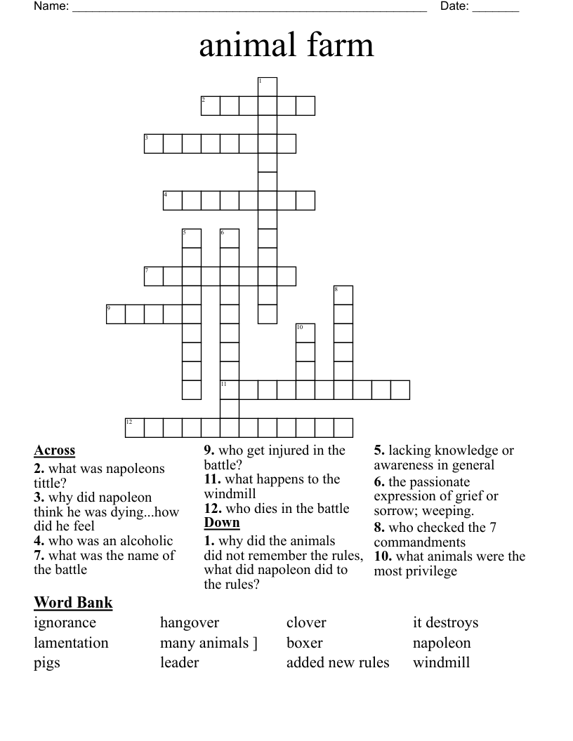 animal farm  Crossword