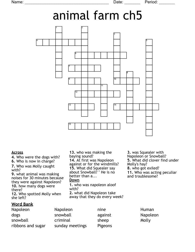 animal farm ch5 Crossword