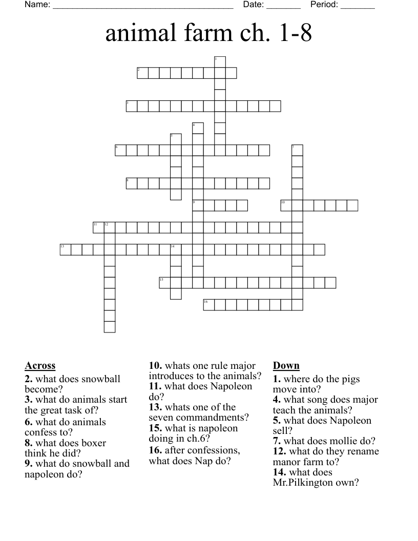 animal farm ch. 1-8  Crossword
