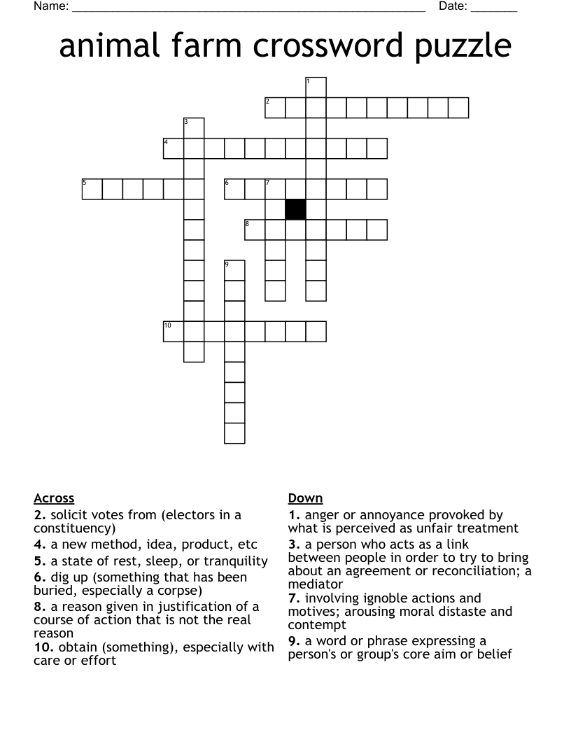 animal farm crossword puzzle