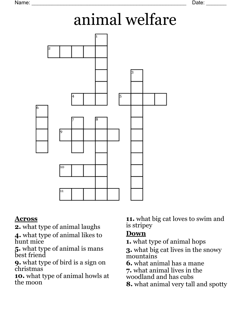 animal welfare Crossword
