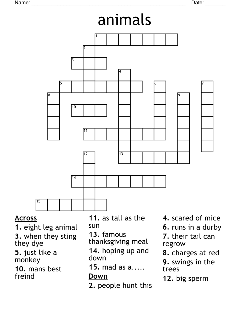 animals Crossword