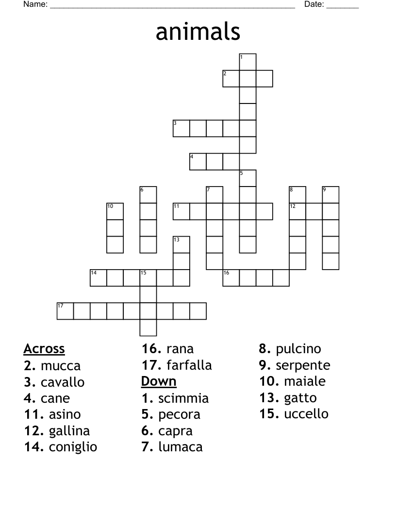 animals Crossword