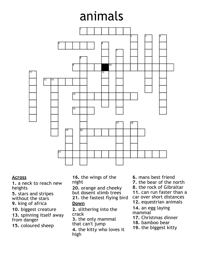 animals Crossword