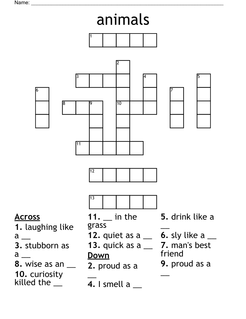 animals Crossword