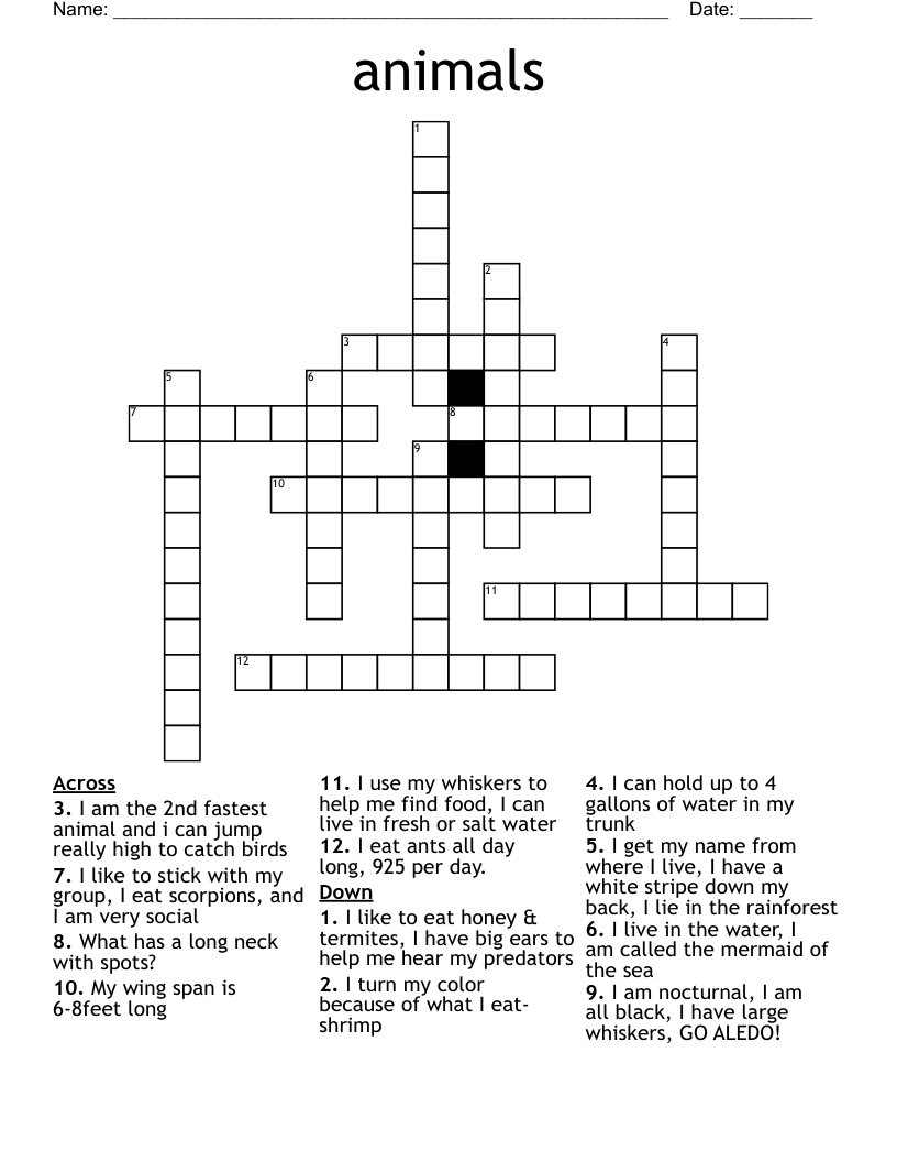 animals Crossword