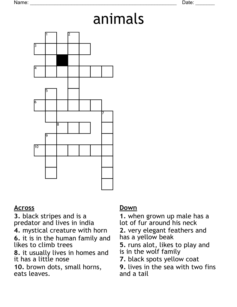 animals Crossword