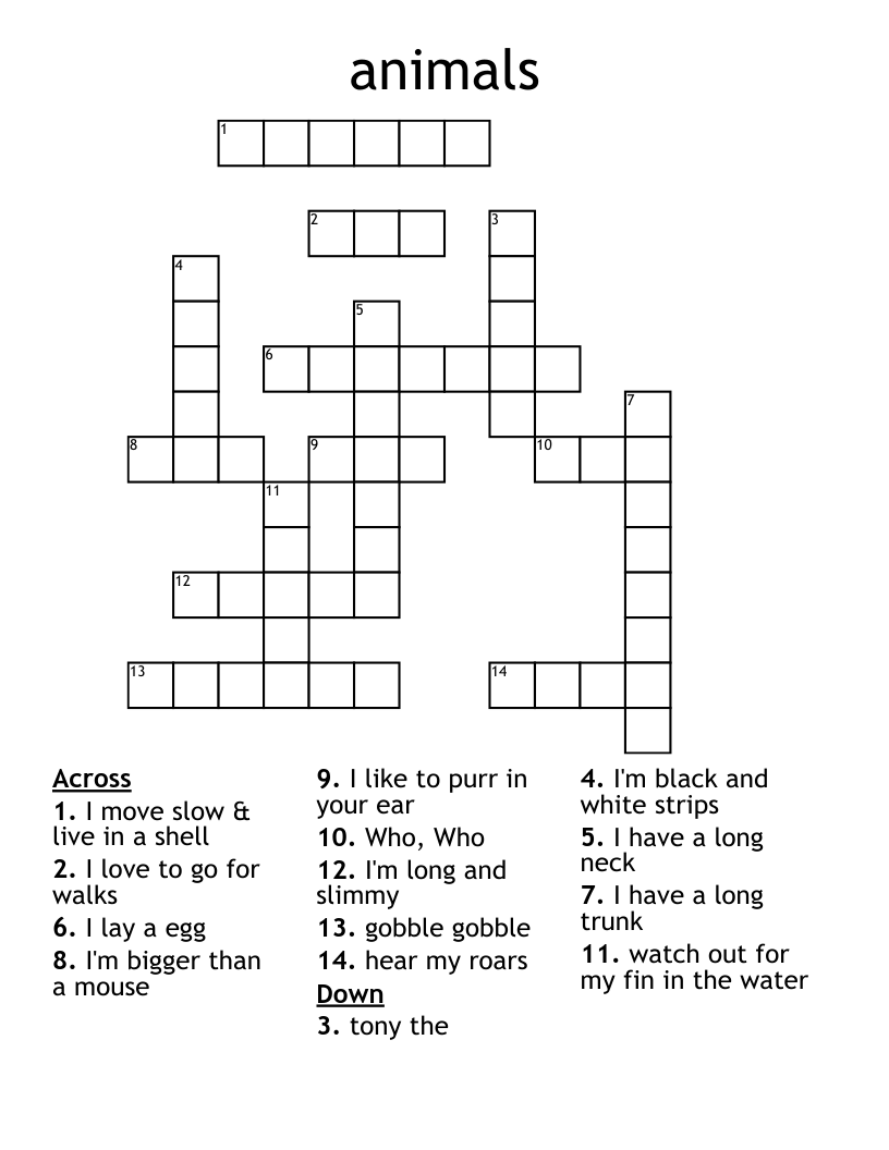 animals Crossword