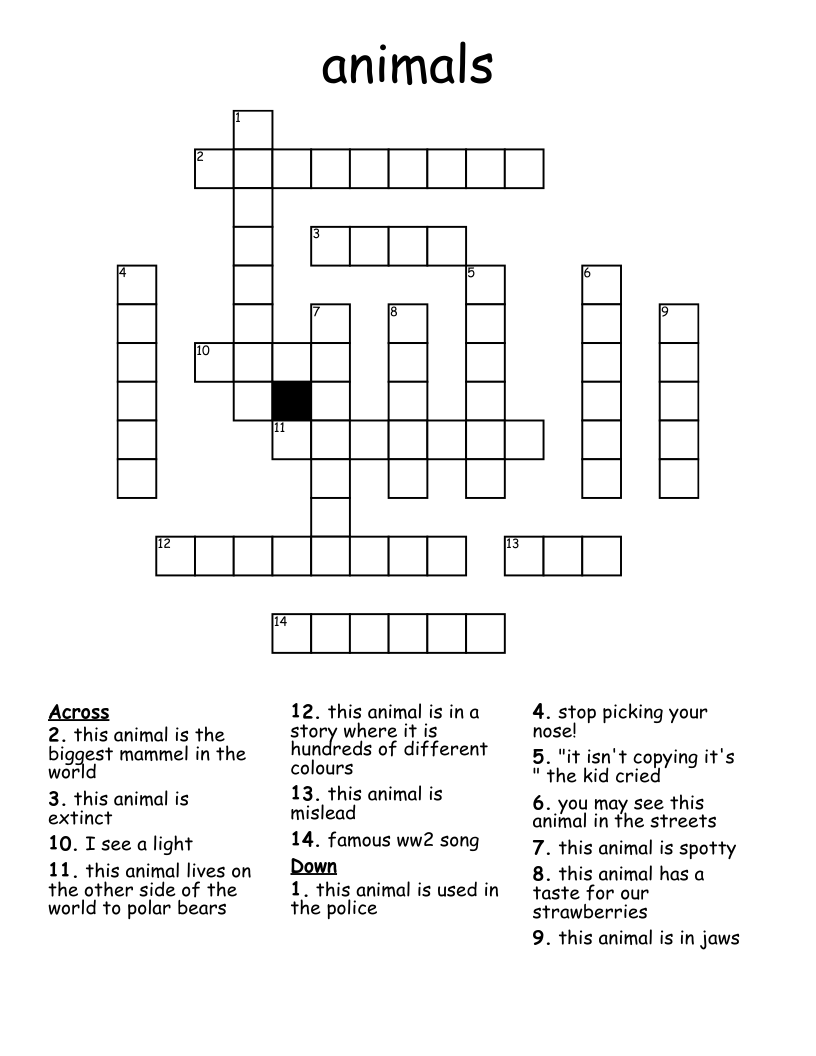 animals Crossword