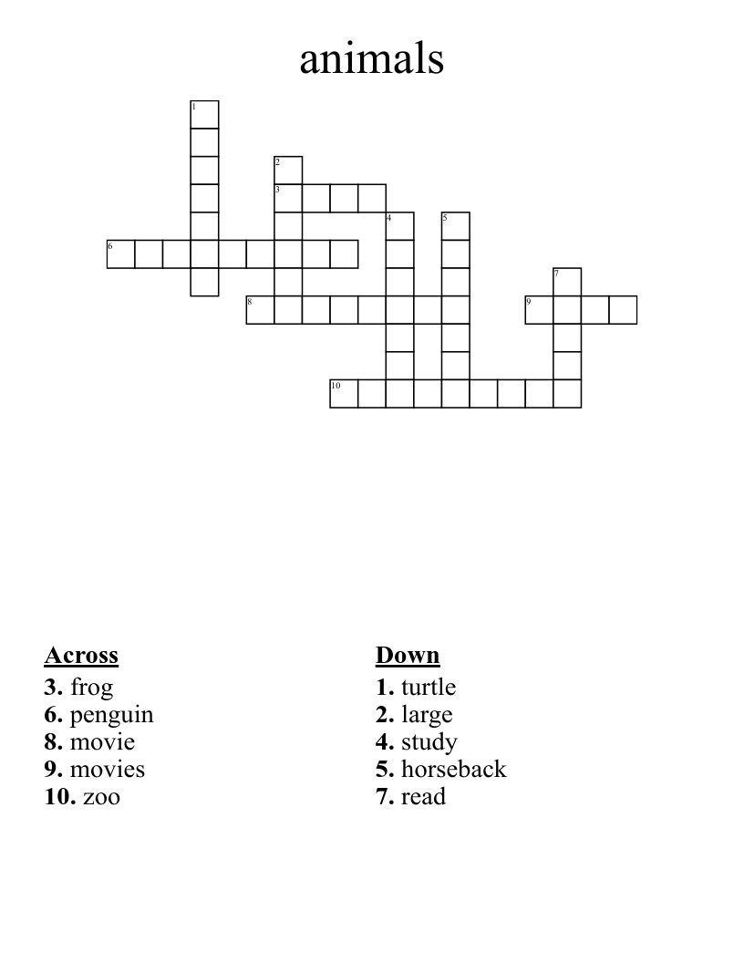 animals Crossword