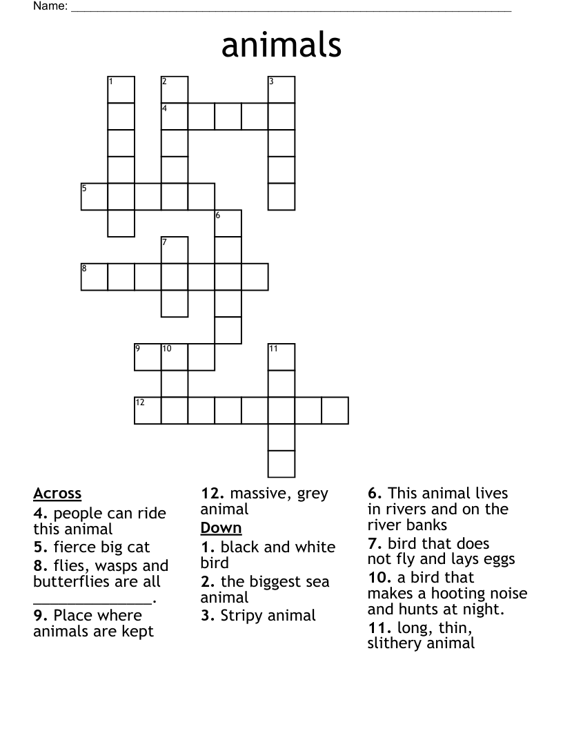 animals Crossword