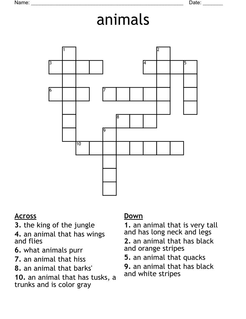 animals Crossword