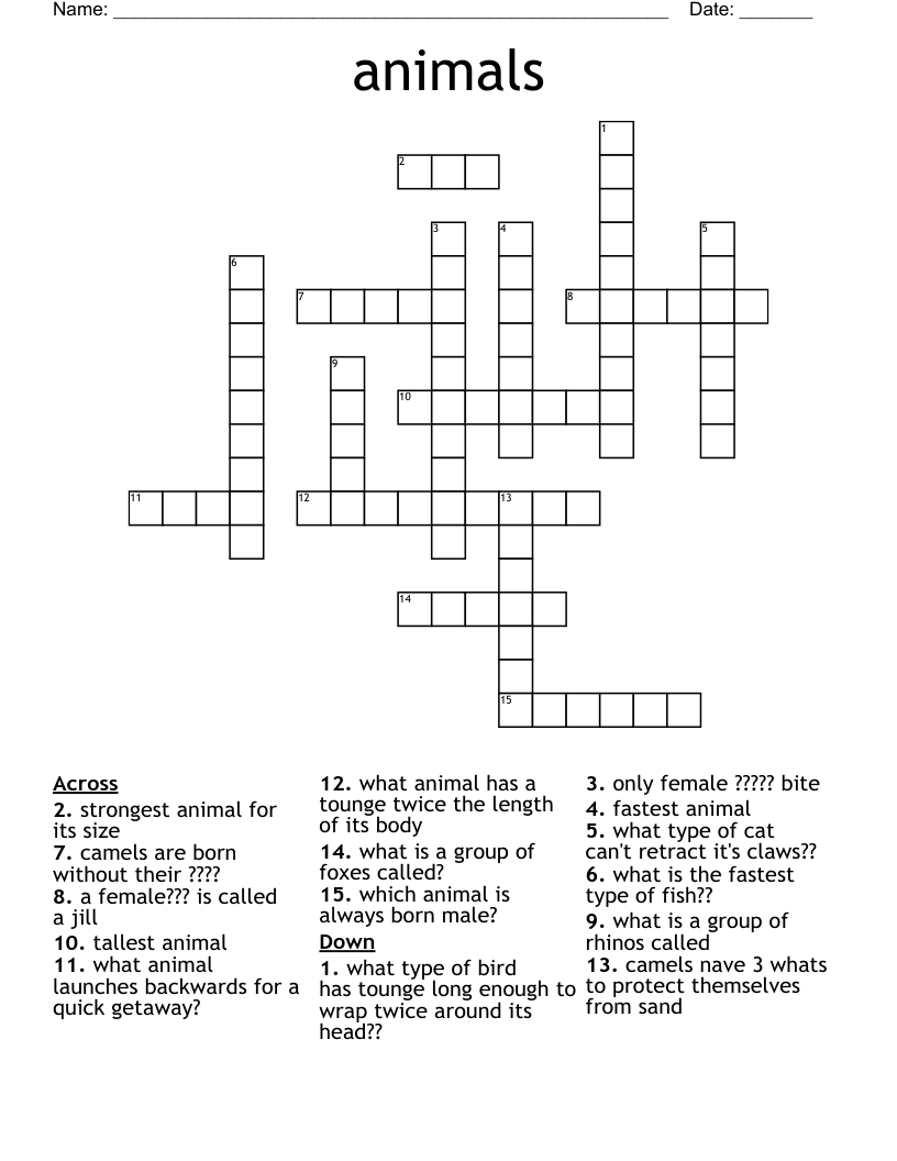 animals Crossword