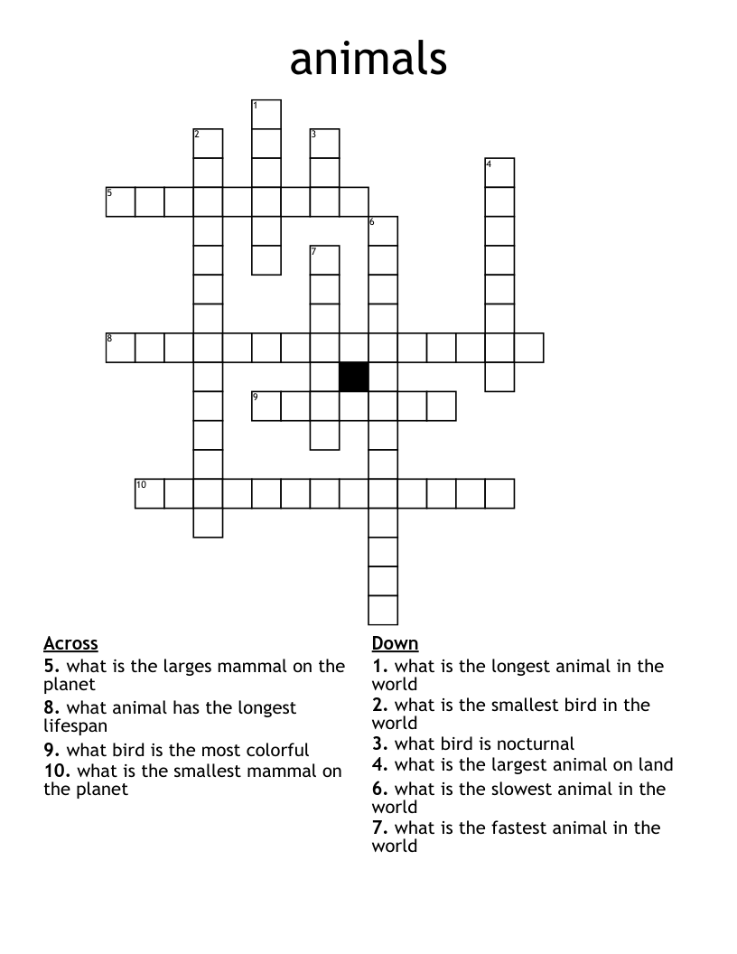 animals Crossword