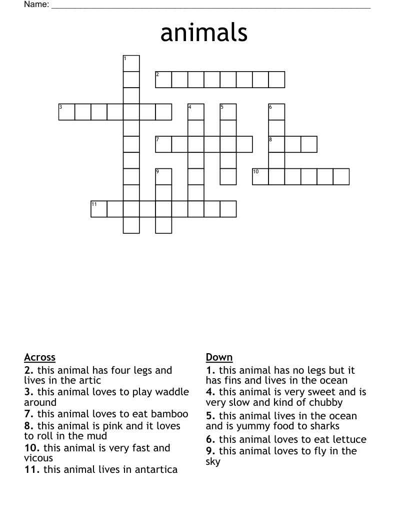 animals Crossword