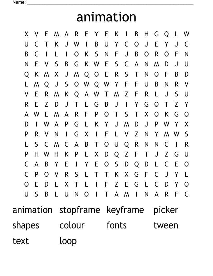 animation  Word Search