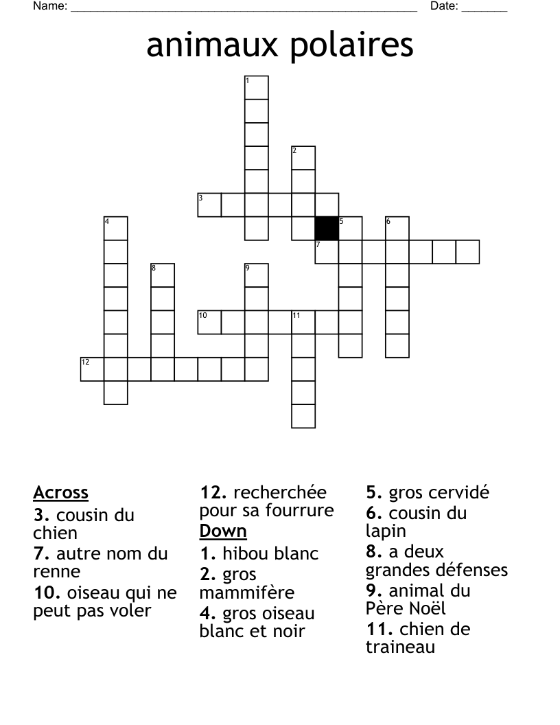 animaux polaires Crossword