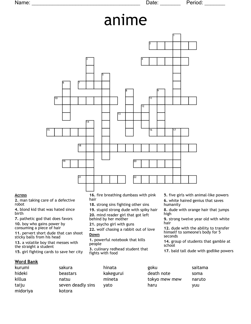 anime  Crossword