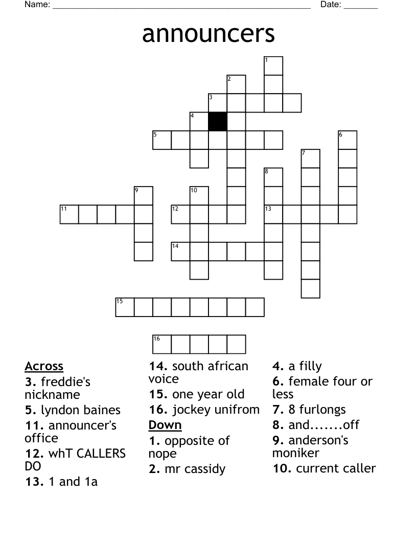 announcers Crossword