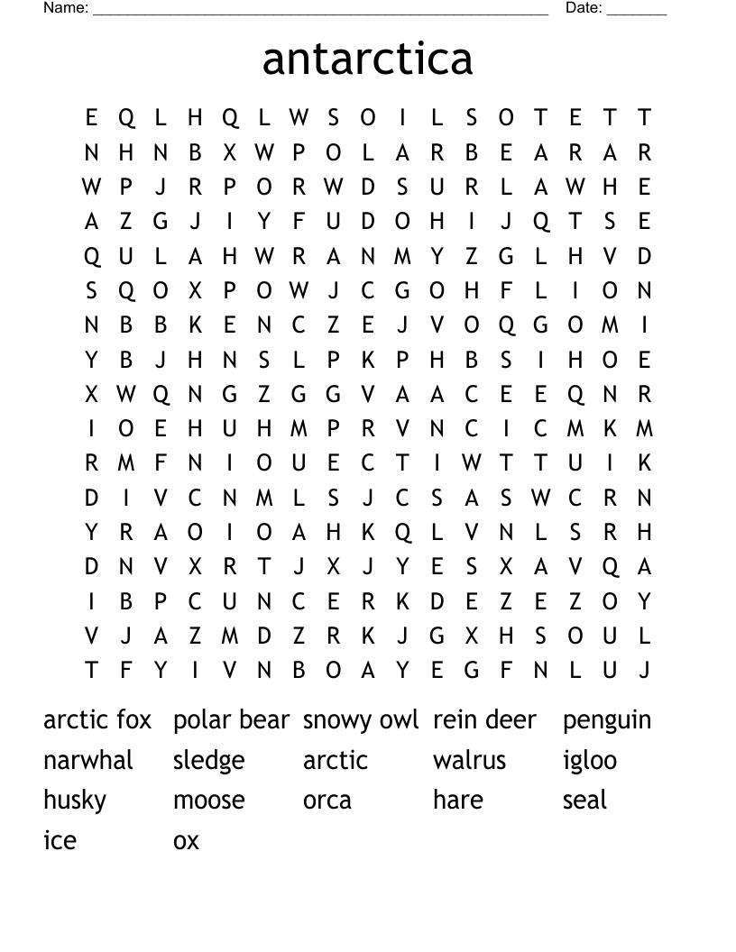 antarctica Word Search