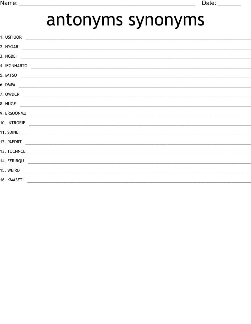 antonyms synonyms