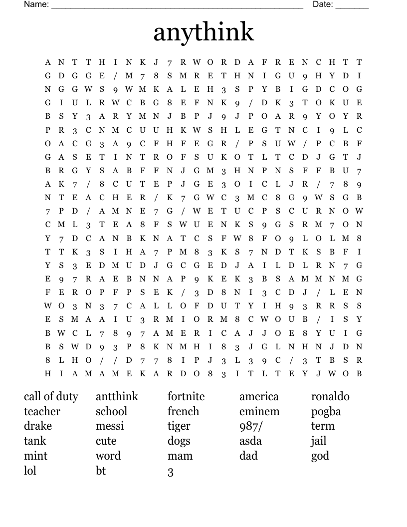 anythink Word Search
