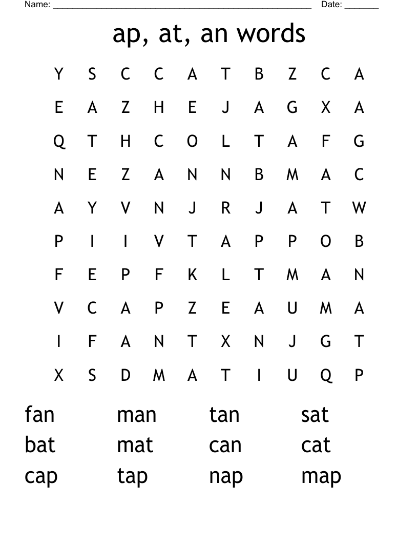 ap, at, an words Word Search