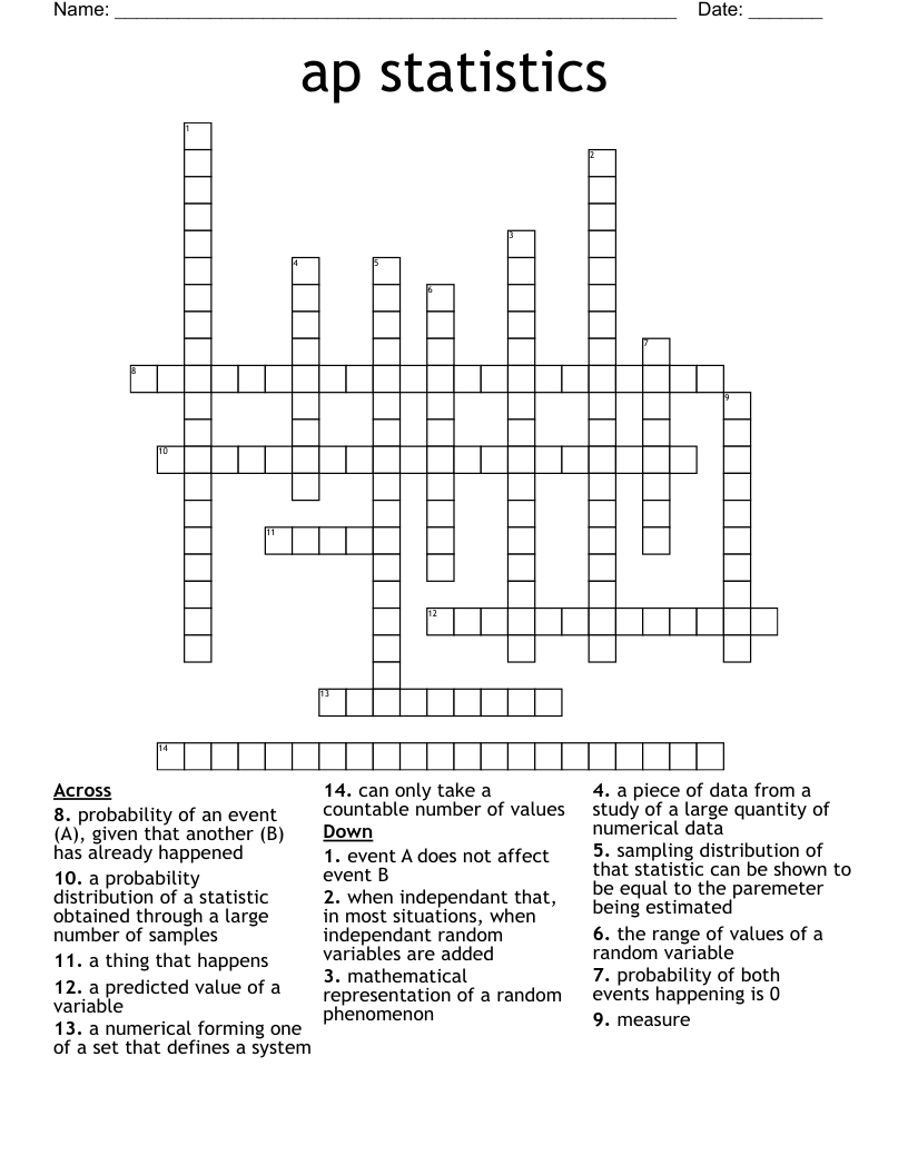 ap statistics Crossword