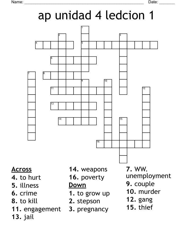 ap unidad 4 ledcion 1 Crossword
